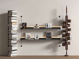 Italian-style Nordic-style Bookshelf Italian-style Iron-style Bookshelf Nordic-style Metal Bookshelf Storage Rack for Books Luminous Wall-hanging Bookshelf Partition 3d model