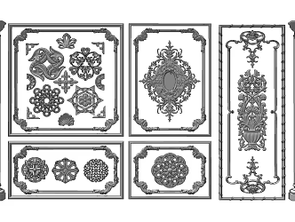 European Style Line Classical Gypsum Carved Line Wall Panel Corner Flower 3d model