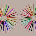 Colorful Pencil Hanging Decorations in Radiant Circular Arrangement with Vibrant Colored Tips