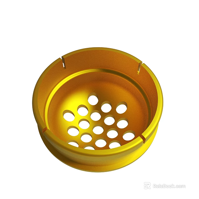 Golden Metallic Perforated Container With Circular Holes For Straining Tasks 3d model 