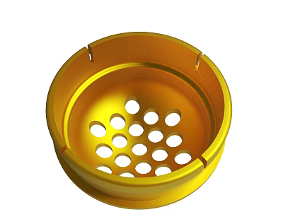 Golden Metallic Perforated Container With Circular Holes For Straining Tasks 3d model
