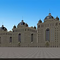 Classical Hotel Building With Multiple Domes Grand Exterior Large Windows And Spacious Front Square 3d model