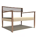 Modern Leisure Chair With Wooden Frame Armrest And Woven Backrest Seat Design