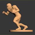Golden Football Player Decorative Statue With Dynamic Pose On Circular Base 3d model