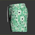 Stylish Green Shorts With White Daisy Print For Casual Summer Outfit