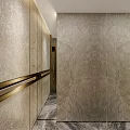 Modern Elevator Interior With Metal Door Floor Number Button Panel And Stone Wall 3d model