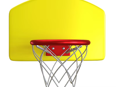 Yellow Basketball Backboard With Red Rim And White Net For Sports Game 3d model