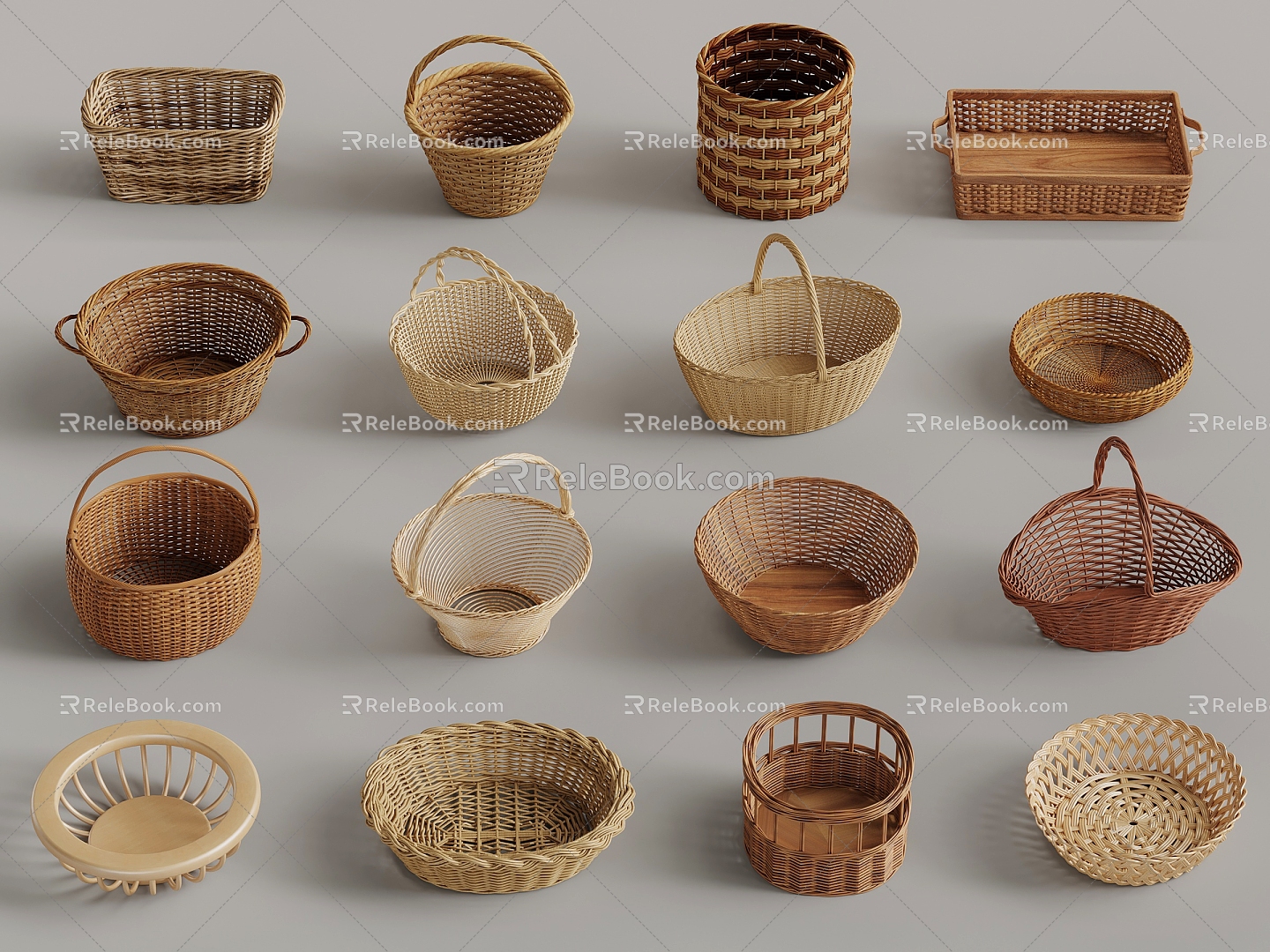 Rattan Storage Basket Weaving Basket Rattan Basket 3d model