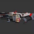 Futuristic Sci Fi Gun With White Black Red Yellow Color And Modern Design Details