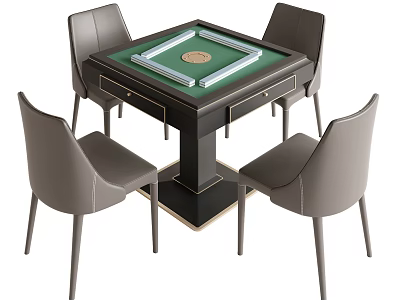 Elegant Entertainment Table With Green Tabletop Four Chairs And Modern Design 3d model