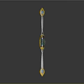 Elegant Fantasy Weapon Bow With White Golden Structure And Green Gem Decorative Elements 3d model