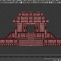 Ancient Architecture 3D Model With Stone Structure Square Base Multi Layered Roof Steps