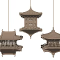 New Chinese Chandelier Ancient Architecture Chandelier Art Chandelier 3d model