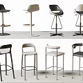 Modern Bar Stools In Multiple Styles Black White Gray With Metal Frame 3d model