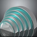 Streamlined Modern Architectural Design With Semicircular Structures Turquoise Stripes And White Frames 3d model