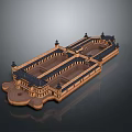 Classical Architectural Model Featuring Symmetrical Design Courtyard Columns And Roof Ornaments
