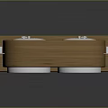 Wooden Base Decorative Item With Two Circular White Panels And Silver Edges