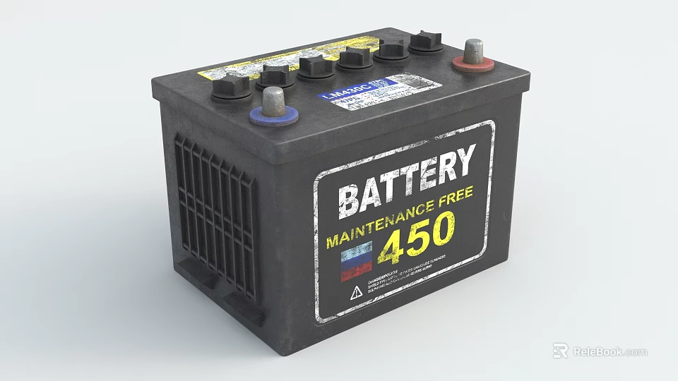 Durable Maintenance Free 450 Battery with Black Case and Top Terminals 3d model 