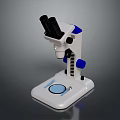 Binocular Microscope With White Base Blue Accents And Stage Illumination 3d model