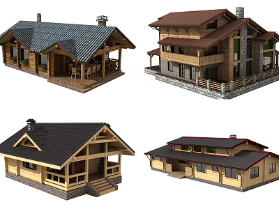 Modern Wooden House Homestay 3d model