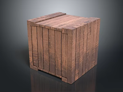 Rustic Wooden Cube Box With Plank Construction And Natural Wood Grain 3d model