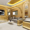 Luxury Golden Jewelry Store Interior With Elegant Display Cases And Showroom Design