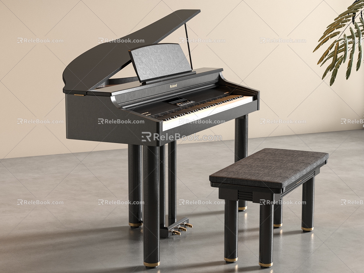 Musical Instrument Modern Piano 3d model