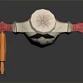 Cartoon Chef Character With Chef Hat Mustache White Uniform Red Belt Holding Bread