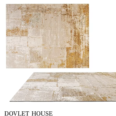 Modern Square Rug With Beige Gold Distressed Textured Pattern For Home Decor 3d model