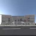 Modern Hospital Building Exterior With Glass Curtain Walls And Multi Story Structure Design