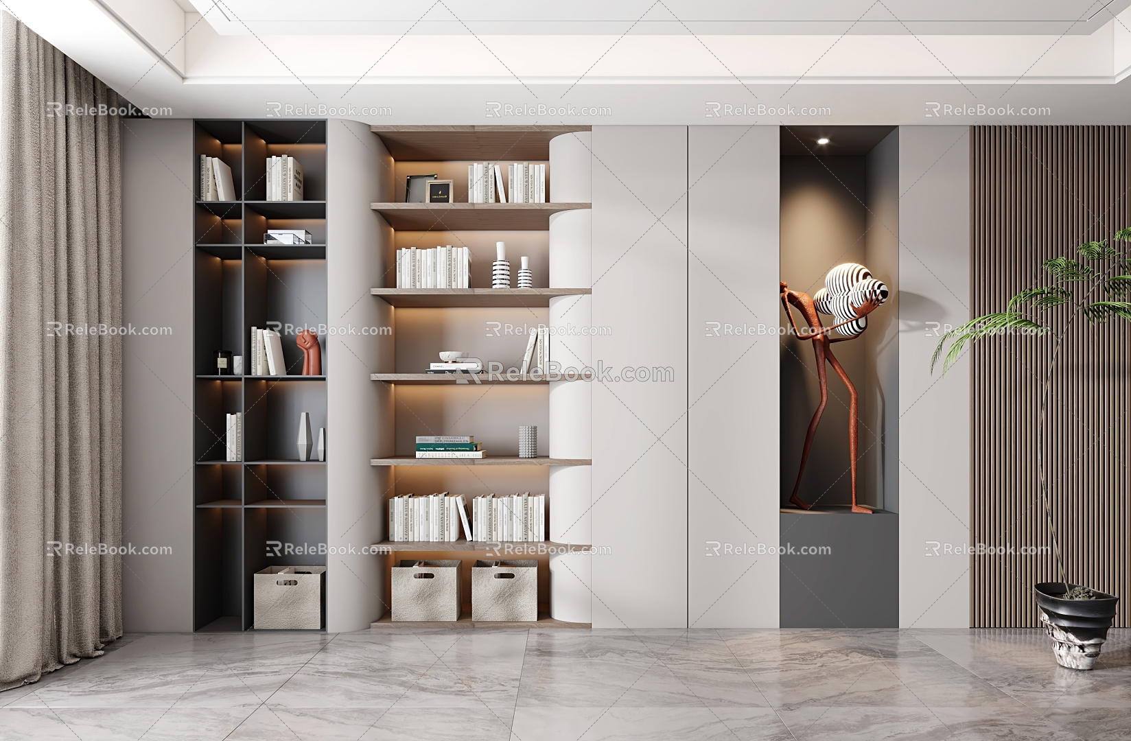 Modern Bookcase Decorative Cabinet 3d model