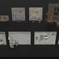Ruined Building Components With Broken Walls Crumbling Bricks And Damaged Frames 3d model