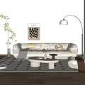 Modern Sofa Combination Cream Style Sofa Combination Coffee Table Leisure Chair Floor Lamp Hanging Painting Carpet Side Table Vase Pillow 3d model