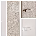 Modern Swing Door Design With White Wood Texture And Sleek Metal Handle Details