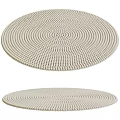Beige Woven Round Rug with Concentric Circle Pattern and Textured Surface Design