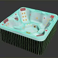Square Shaped Hot Tub With Control Panel Jets And Dark Exterior Design 3d model