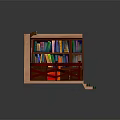 Cozy Reading Nook Interior With Wooden Desk Red Chair Colorful Bookshelves And Green Steps