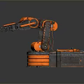 Orange Industrial Robotic Arm 3D Rendering With Mechanical Structure And Automation Design 3d model