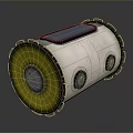 Industrial Cylindrical Equipment Featuring Yellow End Blue Circular Windows And White Body