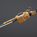 Mechanical Golden Black Sword With Patterned Blade And Ornate Hilt Device 3d model
