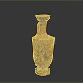 Ancient Terracotta Vase Sculpture Carving With Intricate Black Red Patterns And Handle