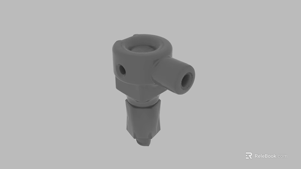 Gray Industrial Mechanical Component 3D Model With Cylindrical Top Side Tube And Threaded Base 3d model 