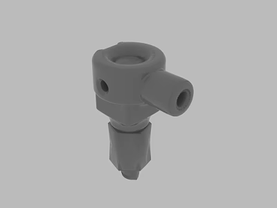 Gray Industrial Mechanical Component 3D Model With Cylindrical Top Side Tube And Threaded Base 3d model