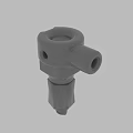 Gray Industrial Mechanical Component 3D Model With Cylindrical Top Side Tube And Threaded Base