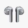 Silver Wireless Earbuds With Open Charging Case And Modern Sleek Design 3d model