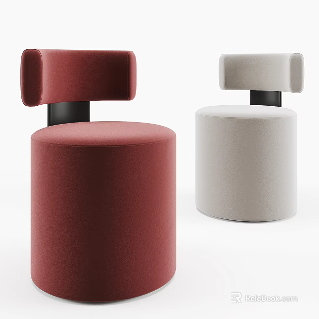 Modern Single Seater Sofa With Red Beige Cylindrical Upholstered Backrest Design 3d model