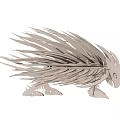 Silver Metal Hedgehog Decorative Model With Detailed Spikes And Crafted Design