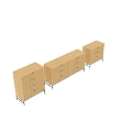 Minimalist Natural Wood Entryway Side Cabinets With Vertical Slat Design And Sturdy Black Metal Legs