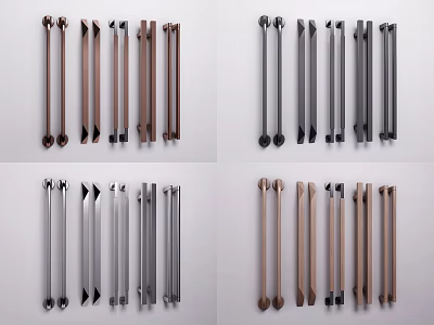 Modern Door Handles With Various Styles And Different Metal Colors For Home 3d model