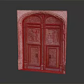Classic Wooden Door With Intricate Carved Patterns And White Frame
